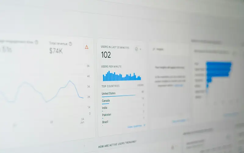 A computer screen full of analytics data
